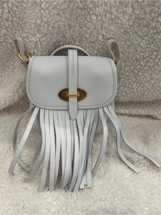 Dooney & Bourke Handbags - Dooney & Bourke White Leather Fringe Crossbody with Gold Hardware